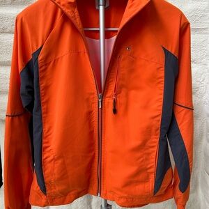 Danskin NOW Lightweight Orange Windbreaker Jacket Running Sports Size M
